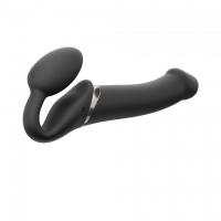 купить Безремневой страпон с вибрацией Strap-On-Me Vibrating Black L, диаметр 3,7см, пульт ДУ, регулируемый