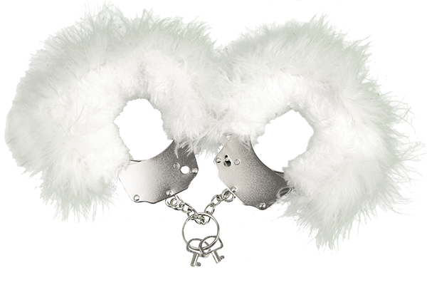 Наручники металлические Adrien Lastic Handcuffs White с белой пушистой отделкой