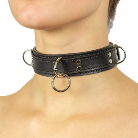 фото Премиум ошейник LOVECRAFT размер S черный, натуральная кожа, в подарочной упаковке