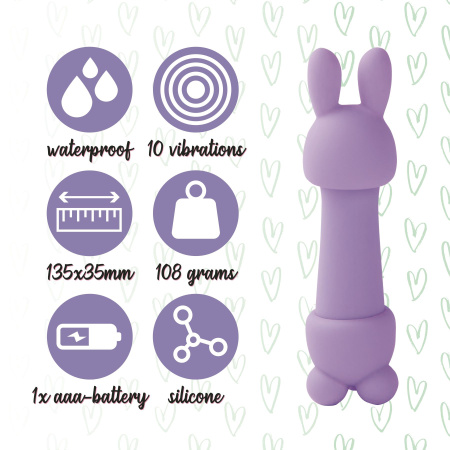 фото Мини-вибратор FeelzToys Mister Bunny Purple с двумя насадками фото Мини-вибратор FeelzToys Mister Bunny Purple с двумя насадками