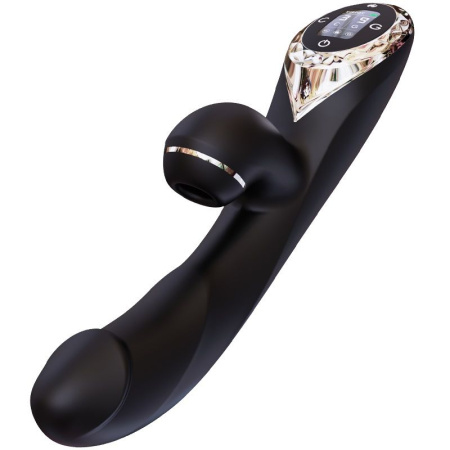 фото Вакуумный вибратор-кролик с подогревом KisToy A-King Pro Black, с LED-экраном