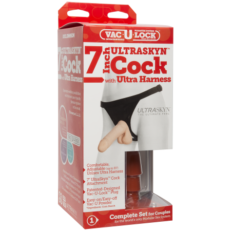 фото Трусики со страпоном Doc Johnson Vac-U-Lock 7 Inch ULTRASKYN Ultra Harness, диаметр 4,3см