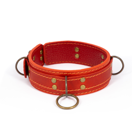 фото Премиум ошейник LOVECRAFT размер M красный, натуральная кожа, в подарочной упаковке