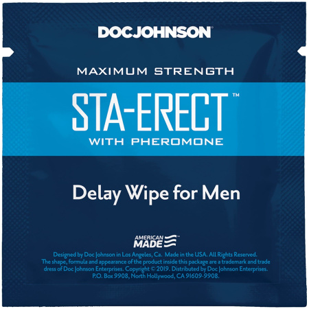 фото Пролонгирующая салфетка Doc Johnson Sta-Erect Delay Wipe For Men с феромонами