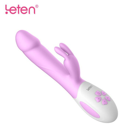 фото Вибратор-кролик с массирующим стволом и подогревом Leten Alina Purple, два мотора