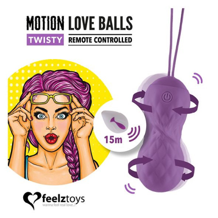 фото Вагинальные шарики с массажем и вибрацией FeelzToys Motion Love Balls Twisty с пультом ДУ, 7 режимов