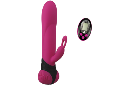 фото Вибратор с вращением ствола Adrien Lastic Bonnie & Clyde с пультом LRS, с петелькой для пальчика