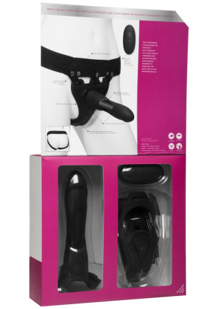 фото Страпон унисекс с вибрацией Doc Johnson Body Extensions - BE IN CHARGE, полая насадка