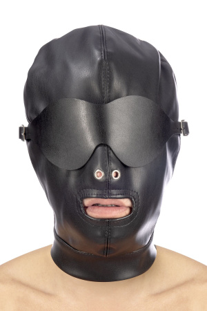 фото Капюшон для БДСМ со съемной маской Fetish Tentation BDSM hood in leatherette with removable mask