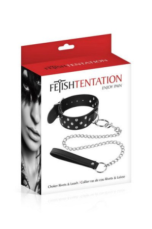 фото Ошейник заклепками и с поводком Fetish Tentation Rivets and Leash