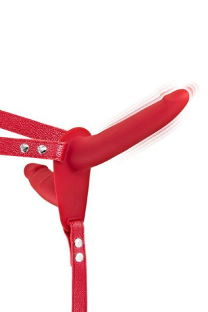 фото Двойной страпон с вибрацией Fetish Tentation Vibrating Strap-On with Double Dildo Red фото Двойной страпон с вибрацией Fetish Tentation Vibrating Strap-On with Double Dildo Red