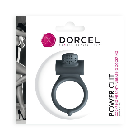 фото Эрекционное кольцо Dorcel Power Clit Black V2 с вибрацией, с язычком со щеточкой