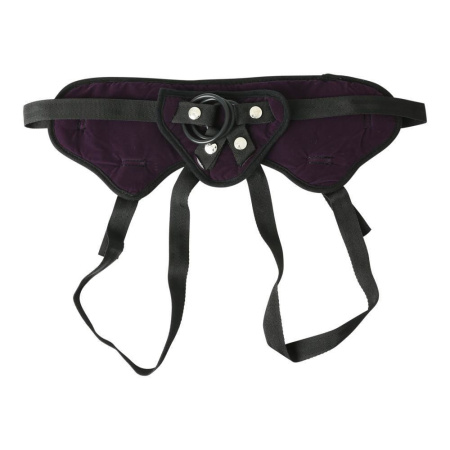 фото Трусы для страпона Sportsheets - Lush Strap On Purple, широкий бархатистый пояс, очень комфортные