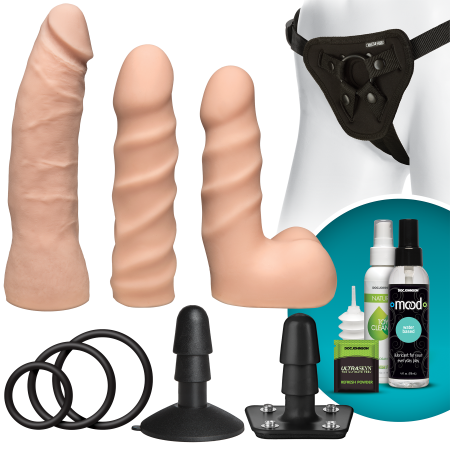 фото Набор для страпона Doc Johnson Vac-U-Lock Dual Density Starter Set Vanilla, диаметр 2х3,8см, 5,1см