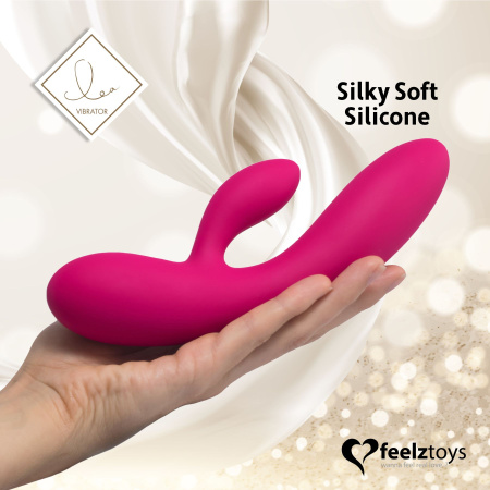 фото Гибкий вибратор кролик с двумя моторами FeelzToys Lea Rabbit Vibrator Rubine Red