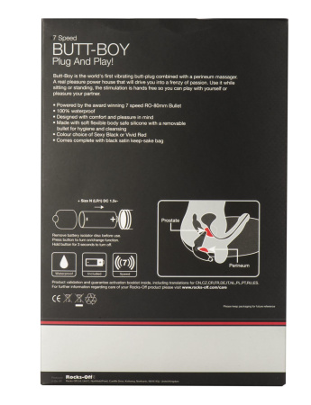 фото Вибропробка Rocks Off Butt-Boy Black со стимуляцией промежности