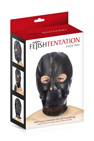 фото Капюшон с кляпом для БДСМ Fetish Tentation BDSM hood in leatherette with removable gag