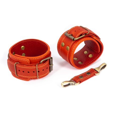 фото Премиум поножи LOVECRAFT красные, натуральная кожа, в подарочной упаковке