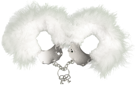 фото Наручники металлические Adrien Lastic Handcuffs White с белой пушистой отделкой