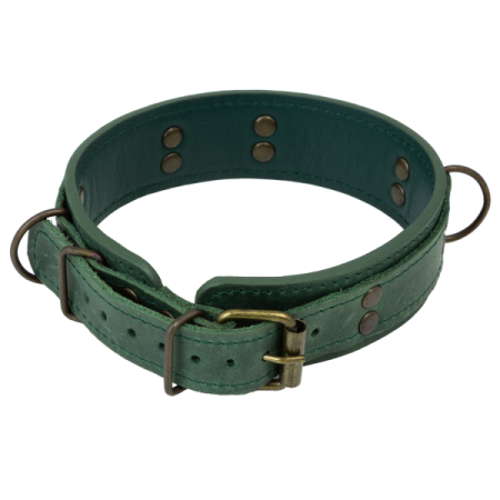 фото Премиум ошейник LOVECRAFT размер S зеленый, натуральная кожа, в подарочной упаковке