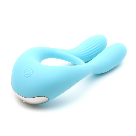 фото Вибратор для пар KisToy Martin Blue, два мотора, крепление на член, диаметр 32мм