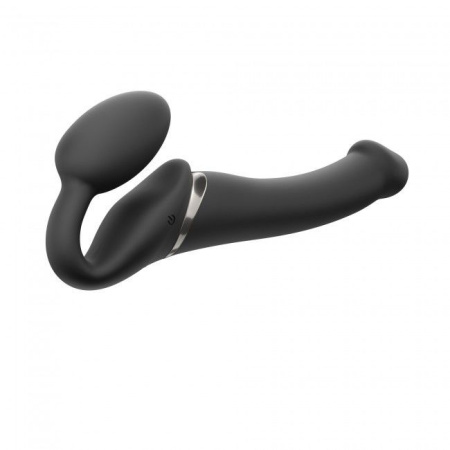 фото Безремневой страпон с вибрацией Strap-On-Me Vibrating Black M, диаметр 3,3см, пульт ДУ, регулируемый