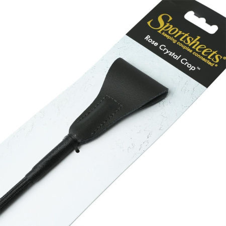 фото Шлепалка Sportsheets Crystal Crop Rose, ручка инкрустирована розовыми кристаллами