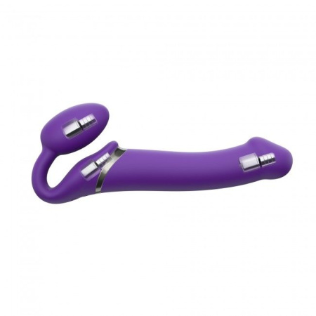 фото Безремневой страпон с вибрацией Strap-On-Me Vibrating Violet L, диаметр 3,7см, пульт ДУ, регулируемы