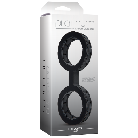 фото Наручники из силикона Doc Johnson The Cuffs Large - Black, хорошо тянутся, для рук и для ног