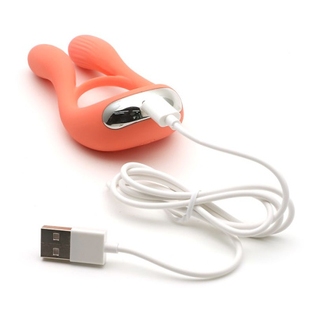 фото Вибратор для пар KisToy Martin Orange, два мотора, крепление на член, диаметр 32мм