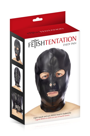 фото Капюшон для БДСМ с открытыми глазами и ртом Fetish Tentation Open mouth and eyes BDSM hood