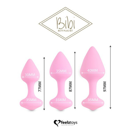 фото Набор силиконовых анальных пробок FeelzToys - Bibi Butt Plug Set 3 pcs Pink фото Набор силиконовых анальных пробок FeelzToys - Bibi Butt Plug Set 3 pcs Pink