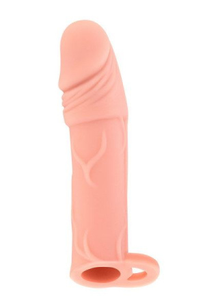 фото Насадка на член Real Body - Real Extender HUGY с открытой головкой и кольцом для мошонки