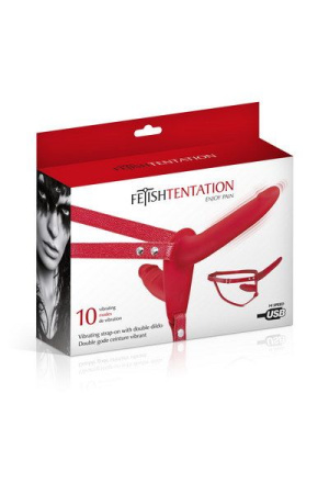 фото Двойной страпон с вибрацией Fetish Tentation Vibrating Strap-On with Double Dildo Red фото Двойной страпон с вибрацией Fetish Tentation Vibrating Strap-On with Double Dildo Red