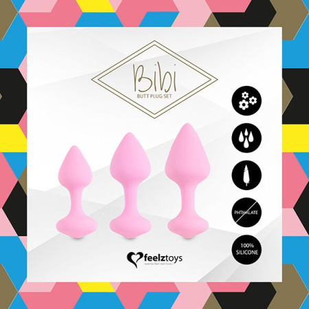 фото Набор силиконовых анальных пробок FeelzToys - Bibi Butt Plug Set 3 pcs Pink фото Набор силиконовых анальных пробок FeelzToys - Bibi Butt Plug Set 3 pcs Pink