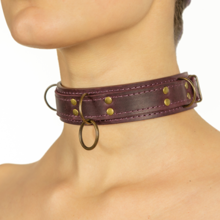 фото Премиум ошейник LOVECRAFT размер S фиолетовый, натуральная кожа, в подарочной упаковке