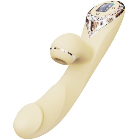 фото Вакуумный вибратор-кролик с подогревом KisToy A-King Pro Yellow, с LED-экраном