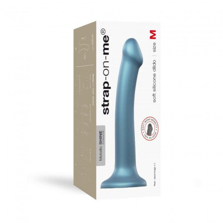 фото Насадка для страпона Strap-On-Me Mono Density Dildo Blue M, диам. 3,3см, однослойный силикон, гибкий