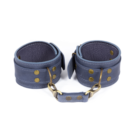 фото Премиум поножи LOVECRAFT голубые, натуральная кожа, в подарочной упаковке