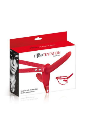 фото Двойной страпон Fetish Tentation Strap-On with Double Dildo Red