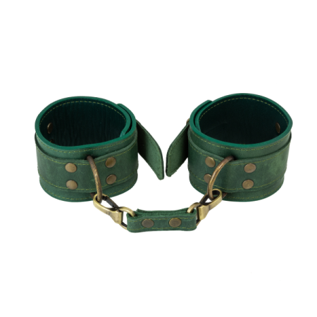 фото Премиум поножи LOVECRAFT зеленые, натуральная кожа, в подарочной упаковке