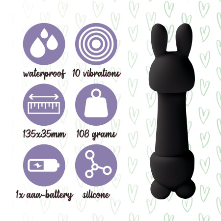 фото Мини-вибратор FeelzToys Mister Bunny Black с двумя насадками