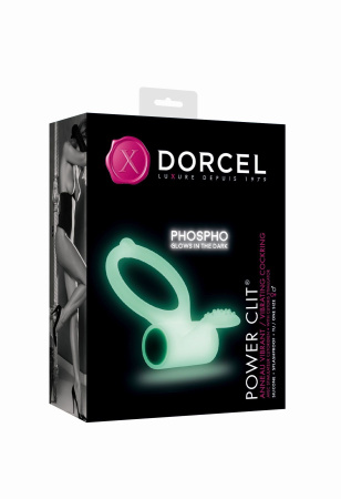 фото Эрекционное кольцо Dorcel Power Clit White PHOSPHO с вибрацией, белое, светится в темноте