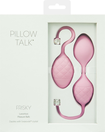 фото Роскошные вагинальные шарики PILLOW TALK - Frisky Pink с кристаллом, диаметр 3,2см, вес 49-75гр