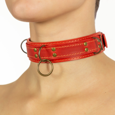 фото Премиум ошейник LOVECRAFT размер M красный, натуральная кожа, в подарочной упаковке