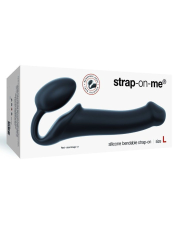 фото Безремневой страпон Strap-On-Me Black L, полностью регулируемый, диаметр 3,7см
