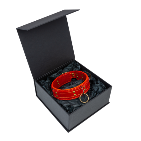 фото Премиум ошейник LOVECRAFT размер M красный, натуральная кожа, в подарочной упаковке