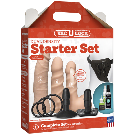 фото Набор для страпона Doc Johnson Vac-U-Lock Dual Density Starter Set Vanilla, диаметр 2х3,8см, 5,1см