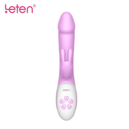 фото Вибратор-кролик с массирующим стволом и подогревом Leten Alina Purple, два мотора