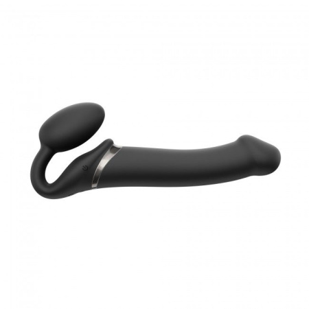 фото Безремневой страпон с вибрацией Strap-On-Me Vibrating Black L, диаметр 3,7см, пульт ДУ, регулируемый